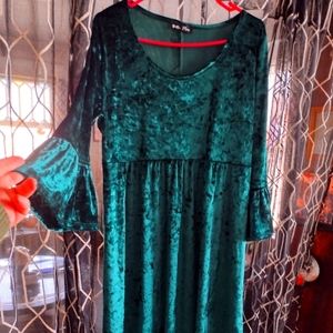 Jewel tone velvet midi dress